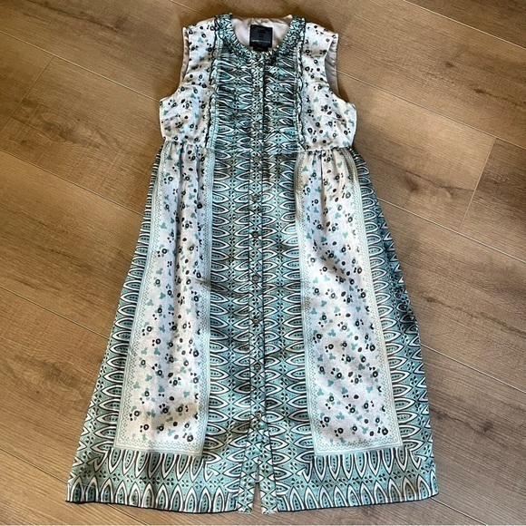 Anna Sui For Anthropologie Elfine‎ Stitch Floral Silk Shift Sheath Dress Sz 0 - Picture 3 of 15